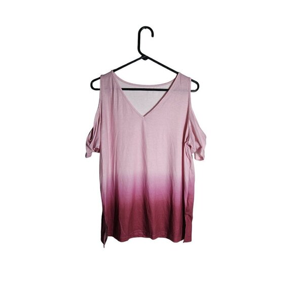 Shein Cold Shoulder Ombre Top Pink Large - Picture 1 of 4